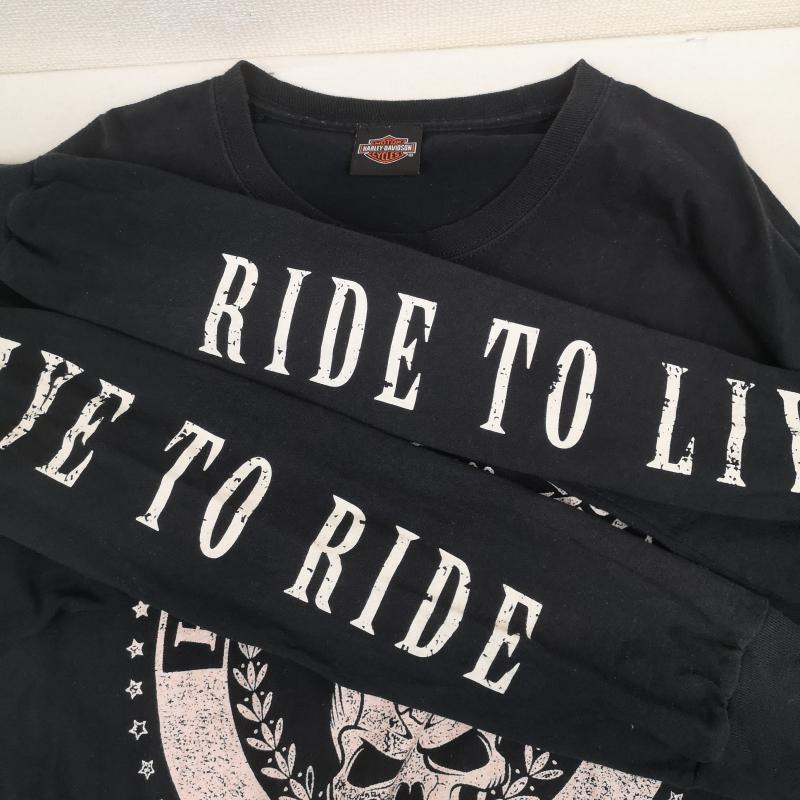ハーレーダビッドソン Harley-Davidson Tシャツ 長袖 イーグル スカル メダリオン グラフィック 長袖 Tシャツ ロンT L/S TEE 黒 / ブラック / black メンズ USED 古着 中古 50170149