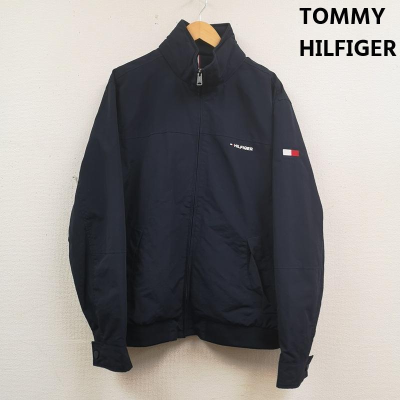 トミーヒルフィガー TOMMY HILFIGER ジャケット、上着 ジャンパー、ブルゾン フラッグロゴ 刺繡 スタンドカラー ナイロン ジャケット L 紺 / ネイビー / navy メンズ USED 古着 中古 50170151