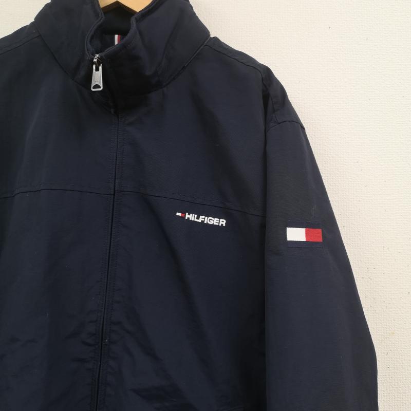トミーヒルフィガー TOMMY HILFIGER ジャケット、上着 ジャンパー、ブルゾン フラッグロゴ 刺繡 スタンドカラー ナイロン ジャケット L 紺 / ネイビー / navy メンズ USED 古着 中古 50170151