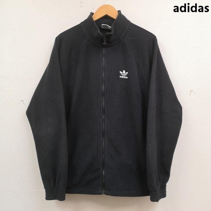 アディダス adidas ジャケット、上着 ジャンパー、ブルゾン バック 刺繍 ビッグ トレフォイル ロゴ フリース ジャケット L 黒 / ブラック / black メンズ USED 古着 中古 50170155