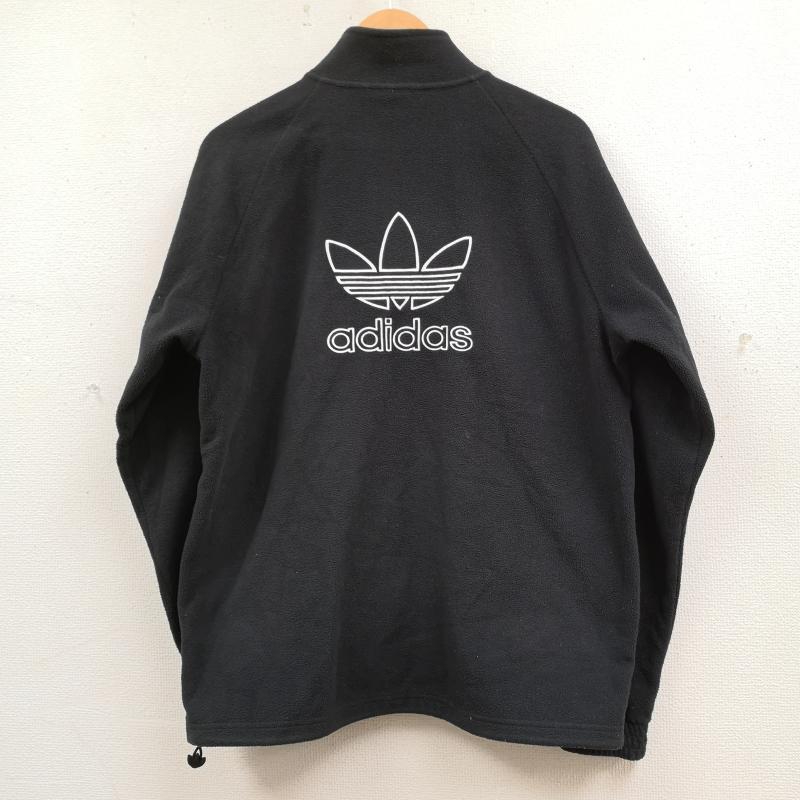 アディダス adidas ジャケット、上着 ジャンパー、ブルゾン バック 刺繍 ビッグ トレフォイル ロゴ フリース ジャケット L 黒 / ブラック / black メンズ USED 古着 中古 50170155
