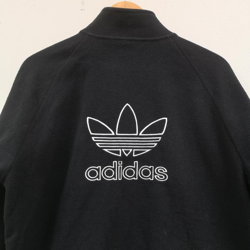 アディダス adidas ジャケット、上着 ジャンパー、ブルゾン バック 刺繍 ビッグ トレフォイル ロゴ フリース ジャケット L 黒 / ブラック / black メンズ USED 古着 中古 50170155