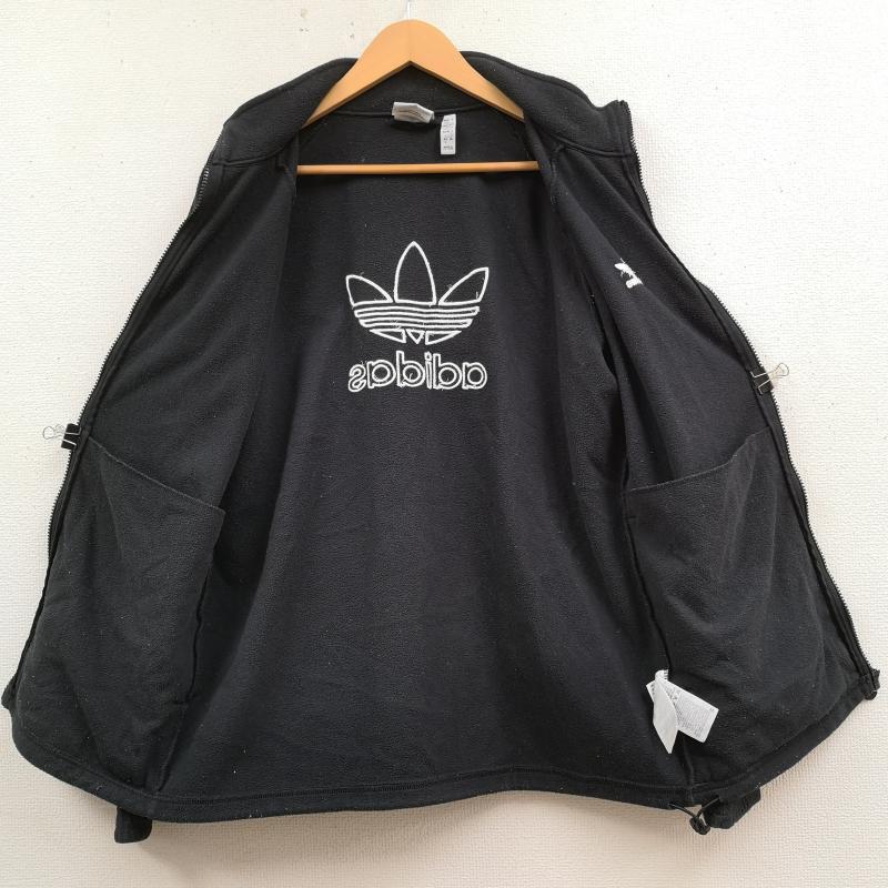 アディダス adidas ジャケット、上着 ジャンパー、ブルゾン バック 刺繍 ビッグ トレフォイル ロゴ フリース ジャケット L 黒 / ブラック / black メンズ USED 古着 中古 50170155