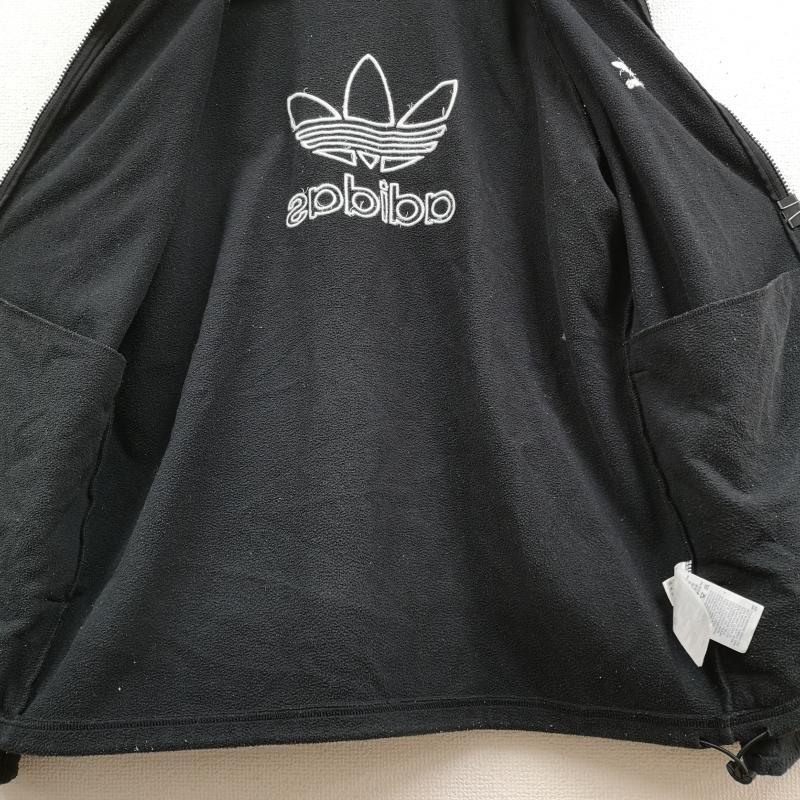 アディダス adidas ジャケット、上着 ジャンパー、ブルゾン バック 刺繍 ビッグ トレフォイル ロゴ フリース ジャケット L 黒 / ブラック / black メンズ USED 古着 中古 50170155