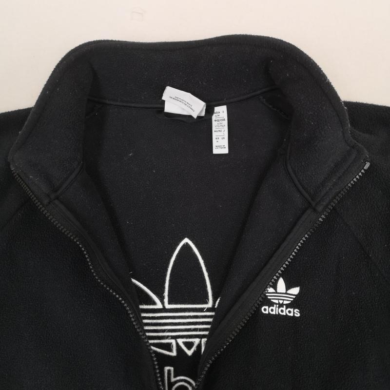 アディダス adidas ジャケット、上着 ジャンパー、ブルゾン バック 刺繍 ビッグ トレフォイル ロゴ フリース ジャケット L 黒 / ブラック / black メンズ USED 古着 中古 50170155