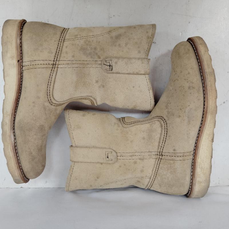 レッドウィング RED WING ブーツ ロングブーツ ペコス ブーツ ホーソーン アビリーン ラフアウト レザー US：5 ベージュ / ベージュ / beige レディース USED 古着 中古 50170159