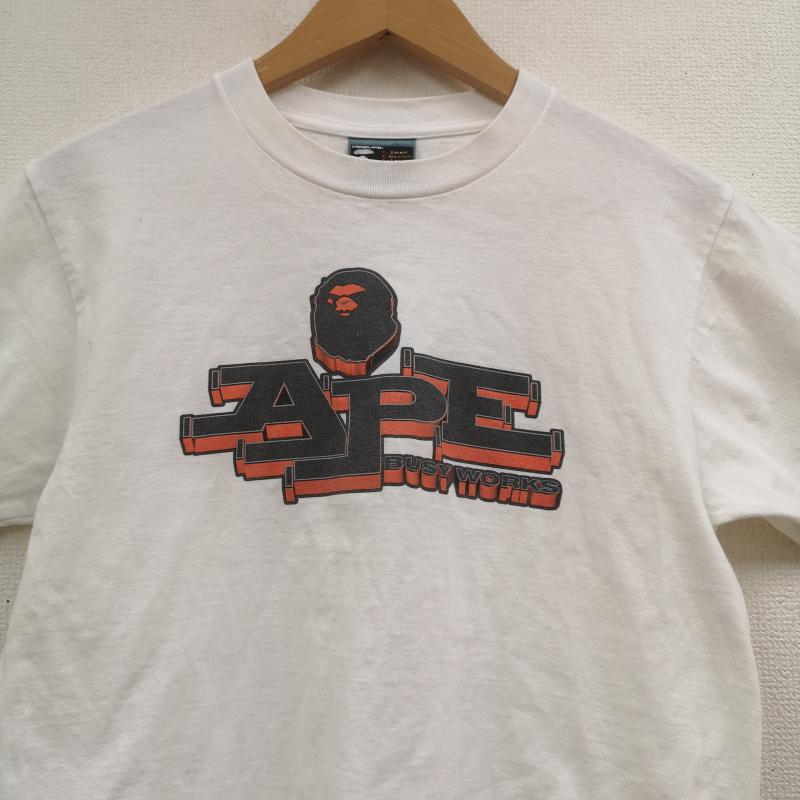 アベイシングエイプ A BATHING APE Tシャツ 半袖 90s 日本製 3D レター ロゴ エイプヘッド グラフィック 半袖 Tシャツ S/S TEE S 白 / ホワイト / white メンズ USED 古着 中古 50170163