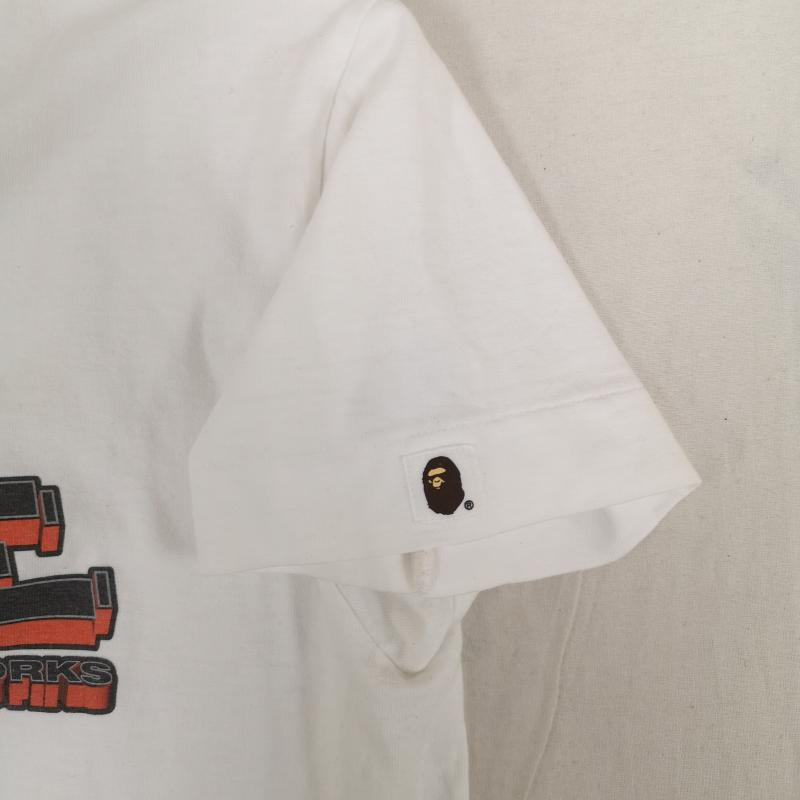 アベイシングエイプ A BATHING APE Tシャツ 半袖 90s 日本製 3D レター ロゴ エイプヘッド グラフィック 半袖 Tシャツ S/S TEE S 白 / ホワイト / white メンズ USED 古着 中古 50170163