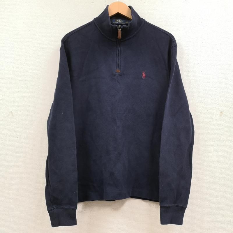 ポロラルフローレン POLO RALPH LAUREN トレーナー 長袖 ポニー 刺繡 ワンポイント ハーフ ジップ スウェット S 紺 / ネイビー / navy メンズ USED 古着 中古 50170169