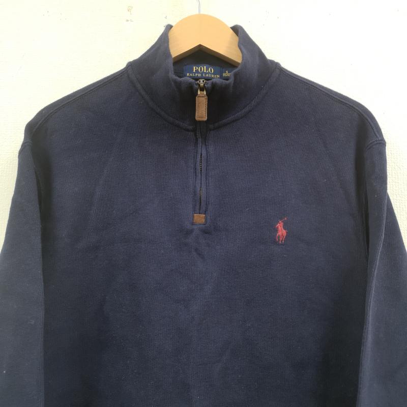 ポロラルフローレン POLO RALPH LAUREN トレーナー 長袖 ポニー 刺繡 ワンポイント ハーフ ジップ スウェット S 紺 / ネイビー / navy メンズ USED 古着 中古 50170169