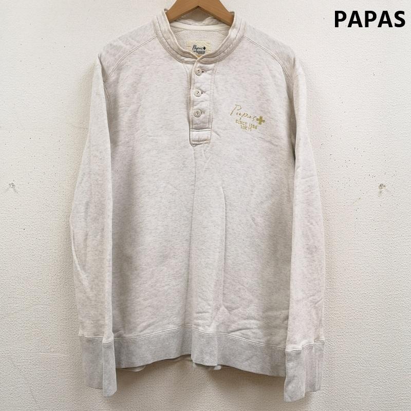 パパス PAPAS トレーナー 長袖 日本製 吊り編み 裏毛 ヘンリーネック スウェット トレーナー D0418UTRA403 M 白 / ホワイト / white メンズ USED 古着 中古 50170174