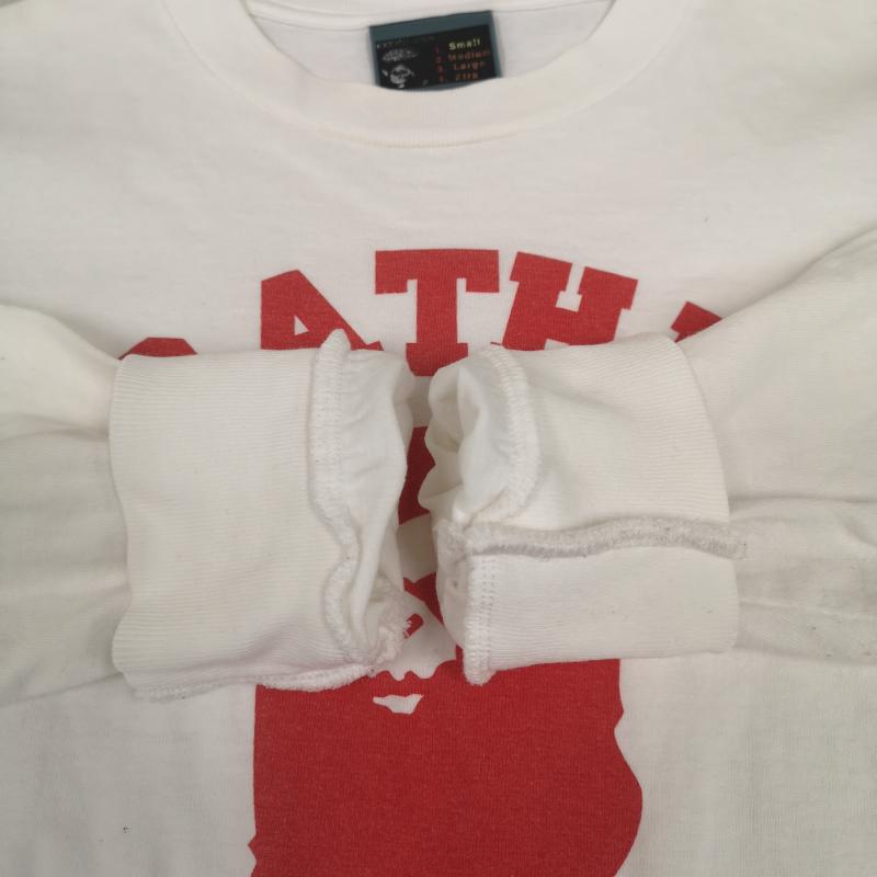 アベイシングエイプ A BATHING APE Tシャツ 長袖 日本製 カレッジ ロゴ ロング スリーブ Tシャツ L/S TEE S 白 / ホワイト / white X 赤 / レッド / red メンズ USED 古着 中古 50170181