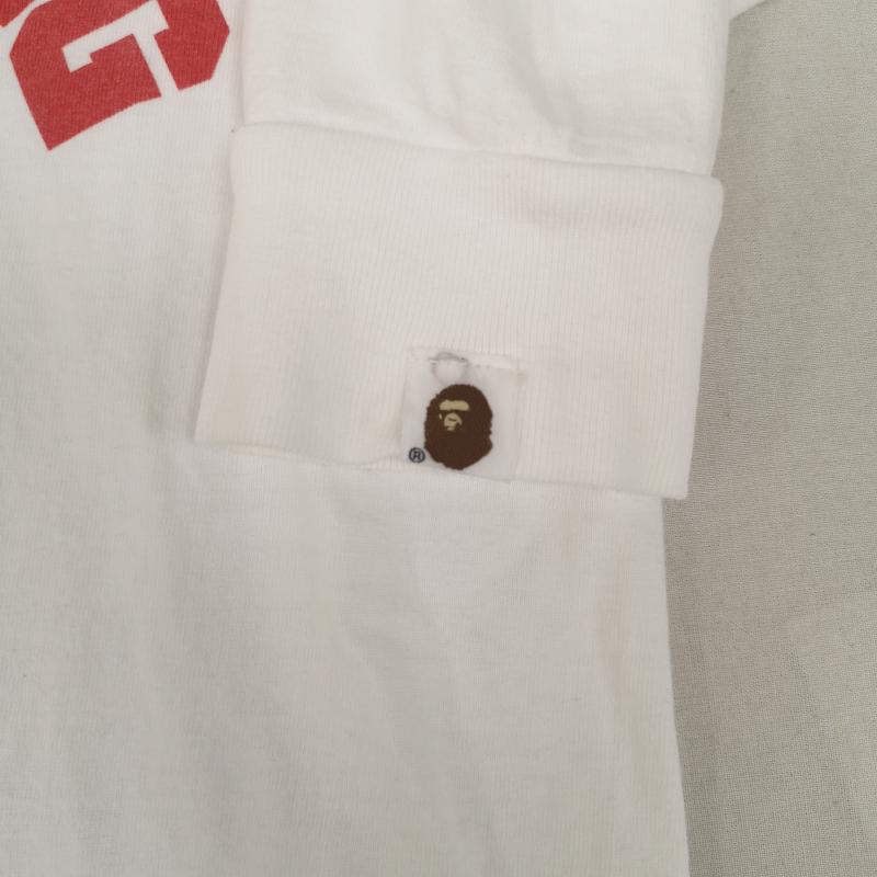 アベイシングエイプ A BATHING APE Tシャツ 長袖 日本製 カレッジ ロゴ ロング スリーブ Tシャツ L/S TEE S 白 / ホワイト / white X 赤 / レッド / red メンズ USED 古着 中古 50170181