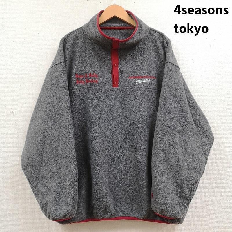 古着 USED トレーナー 長袖 4seasons tokyo フォーシーズンズ トーキョー Holiday ハーフスナップ フリース 灰 / グレー / gray X 赤 / レッド / red メンズ USED 古着 中古 50170193