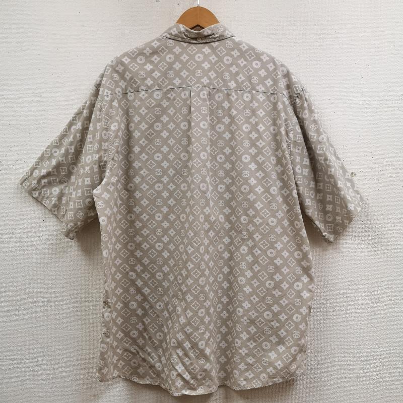 ステューシー STUSSY シャツ、ブラウス 半袖 USA製 90s 黒タグ モノグラム ボタンダウン 半袖 シャツ L 灰 / グレー / gray X ベージュ / ベージュ / beige メンズ USED 古着 中古 50170196