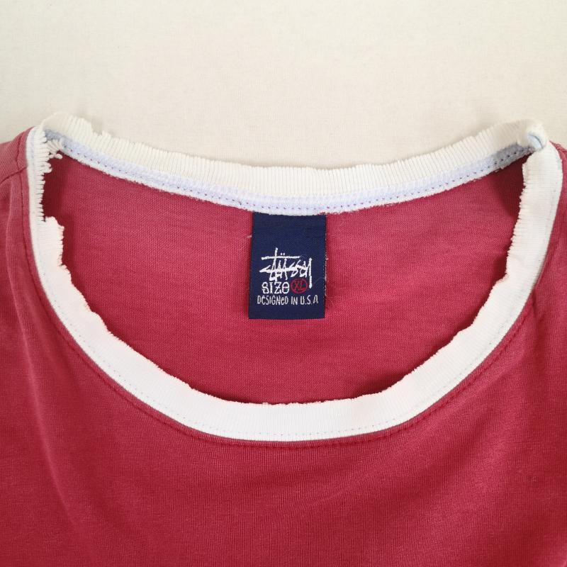 ステューシー STUSSY Tシャツ 半袖 USA製 SSリンク クラウン 半袖 リンガー Tシャツ S/S TEE XL えんじ / ワインレッド / dark red X 水色 / ライトブルー / メンズ USED 古着 中古 50170197