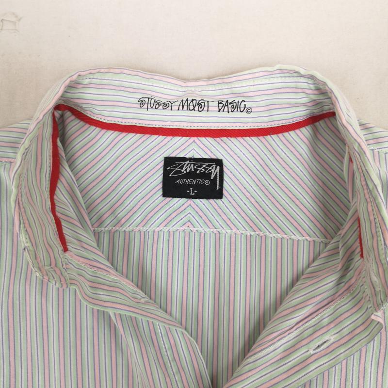 ステューシー STUSSY シャツ、ブラウス 長袖 マルチ ストライプ柄 クラウン 王冠 ボタンダウン 長袖 シャツ L マルチカラー / マルチカラー / multicolor メンズ USED 古着 中古 50170199