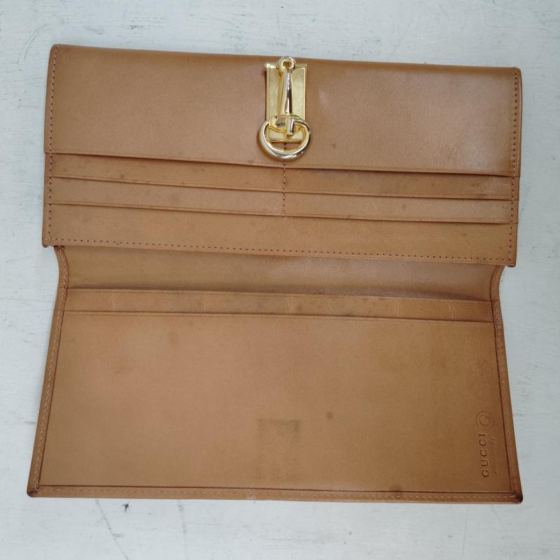 グッチ GUCCI 財布 長財布 80s 90s ヴィンテージ レザー 長財布 ホースシュー - 茶 / ブラウン / brown メンズ USED 古着 中古 50170216