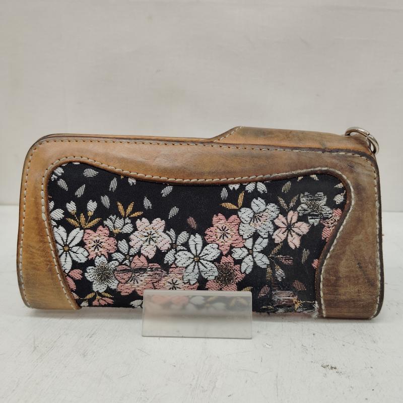デグナー DEGNER 財布 長財布 花山 レザー ロング ウォレット 京桜 タン - 黒 / ブラック / black X 茶 / ブラウン / brown メンズ USED 古着 中古 50170219