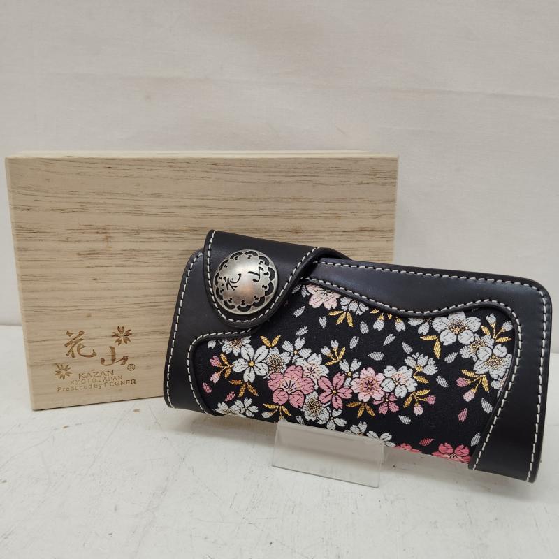 デグナー DEGNER 財布 長財布 花山 レザー ロング ウォレット 京桜 タン - 黒 / ブラック / black メンズ USED 古着 中古 50170221
