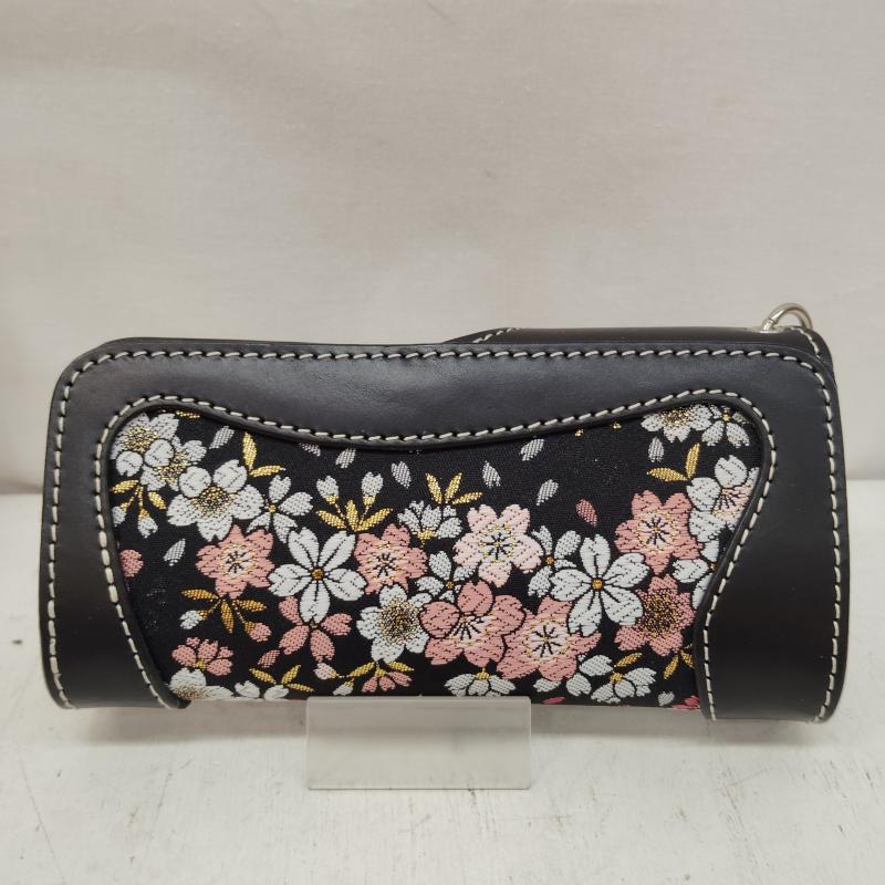 デグナー DEGNER 財布 長財布 花山 レザー ロング ウォレット 京桜 タン - 黒 / ブラック / black メンズ USED 古着 中古 50170221