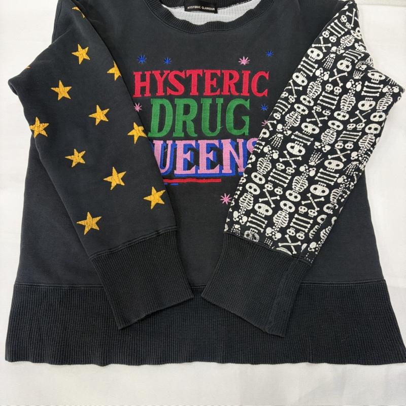 ヒステリックグラマー HYSTERIC GLAMOUR トレーナー 長袖 90s ドラッグクイーン スター スカル 柄 スウェット トレーナー FREE 黒 / ブラック / black レディース USED 古着 中古 50170223