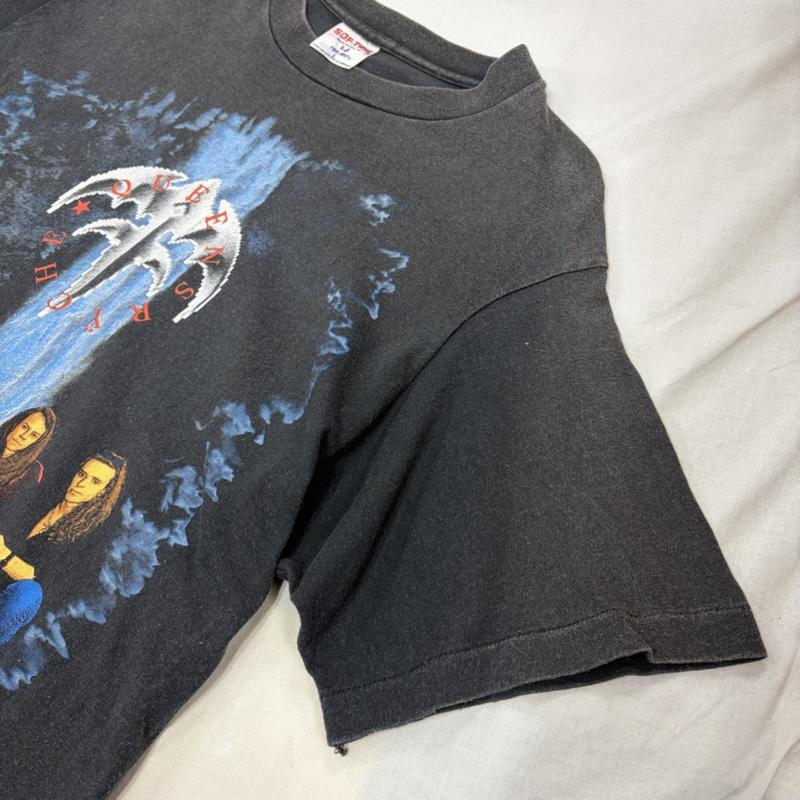 ＵＳフルギ US古着 Tシャツ 半袖 Queensryche クイーンズライク 90 s ヴィンテージ 両面 プリント バンドT ENPRIE ワールドツアー USA製 フェード L プリント X ロゴ、文字 黒 / ブラック / black X マルチカラー / マルチカラー / multicolor メンズ USED 古着 中古 50170228