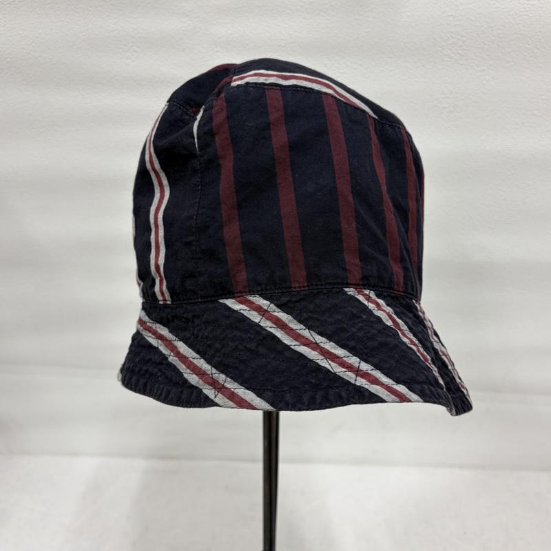 エンジニアードガーメンツ Engineered Garments 帽子 ハット レジメンタル ストライプ デザイン 切り替え バケットハット パッチワーク Lsize USA製 - ストライプ 紺 / ネイビー / navy X えんじ / ワインレッド / dark red メンズ USED 古着 中古 50170239