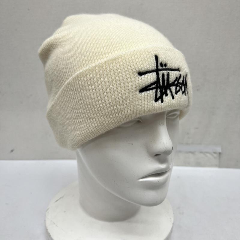 ステューシー STUSSY 帽子 ニット帽 ロゴ ビーニー - 白 / ホワイト / white メンズ USED 古着 中古 50170246