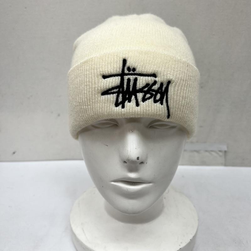 ステューシー STUSSY 帽子 ニット帽 ロゴ ビーニー - 白 / ホワイト / white メンズ USED 古着 中古 50170246