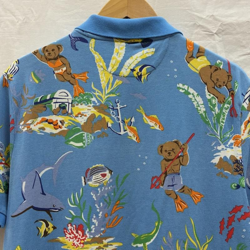 ポロラルフローレン POLO RALPH LAUREN ポロシャツ 半袖 POLO BEAR ポロベア カスタムスリムフィット ポニー 刺繍 総柄 鹿の子 ポロシャツ L メンズ USED 古着 中古 50170253