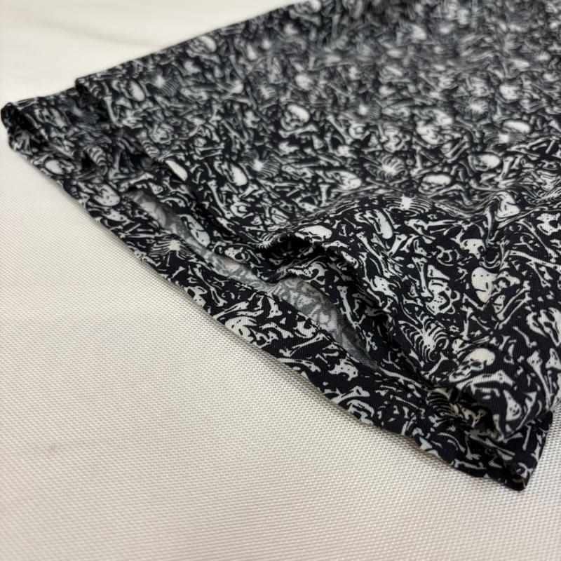 タウンクラフト TOWNCRAFT シャツ、ブラウス 半袖 Printed Loop Collar SS Shirt 総柄 スカル レーヨン 半袖シャツ M 白 / ホワイト / white X 黒 / ブラック / black メンズ USED 古着 中古 50170311
