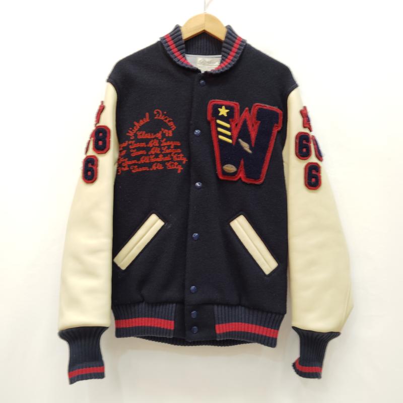 ウエアハウス WAREHOUSE ジャケット、上着 ジャンパー、ブルゾン スタジャン Lot 2129 フルレター アワード ジャケット 42 オフホワイト / オフホワイト / X 紺 / ネイビー / navy X 赤 / レッド / red メンズ USED 古着 中古 50170368