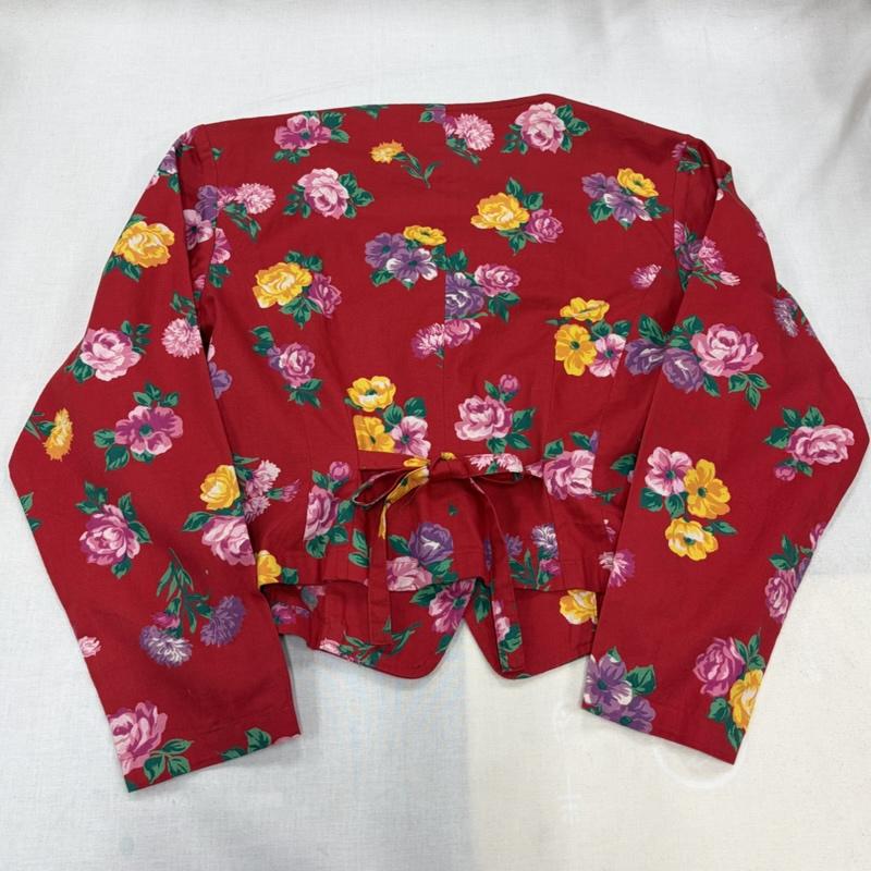 ケンゾー KENZO セットアップ セットアップ 80s 90s OLD ヴィンテージ 花柄 セットアップ ブラウス シャツ ジャケット ロングスカート リボンベルト COMPOSITION 38 花柄 X プリント 赤 / レッド / red X マルチカラー / マルチカラー / multicolor レディース USED 古着 中古 50170389