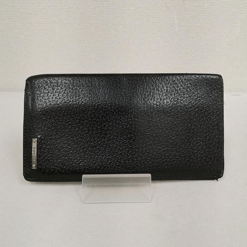 グッチ GUCCI 財布 二つ折り ロゴ プレート 二つ折り 長財布 札入れ - 黒 / ブラック / black メンズ USED 古着 中古 50170401
