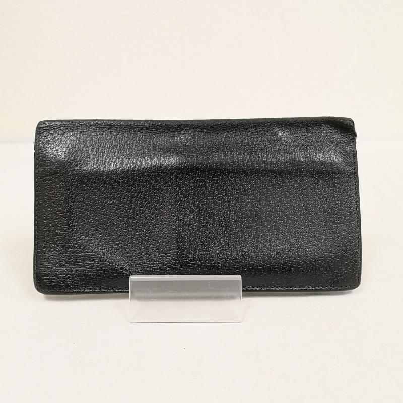 グッチ GUCCI 財布 二つ折り ロゴ プレート 二つ折り 長財布 札入れ - 黒 / ブラック / black メンズ USED 古着 中古 50170401