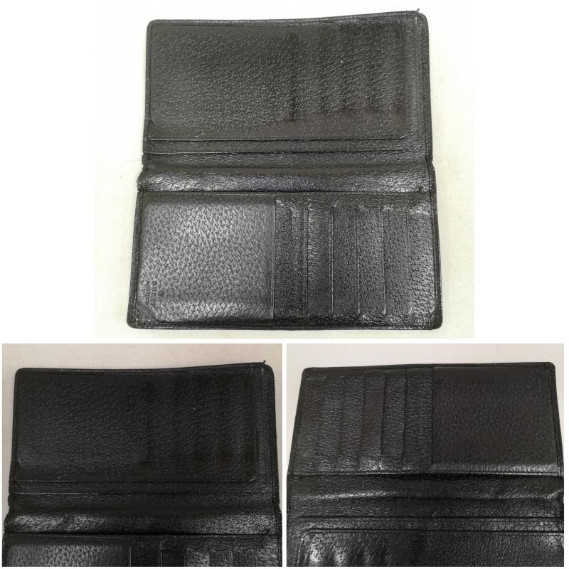 グッチ GUCCI 財布 二つ折り ロゴ プレート 二つ折り 長財布 札入れ - 黒 / ブラック / black メンズ USED 古着 中古 50170401