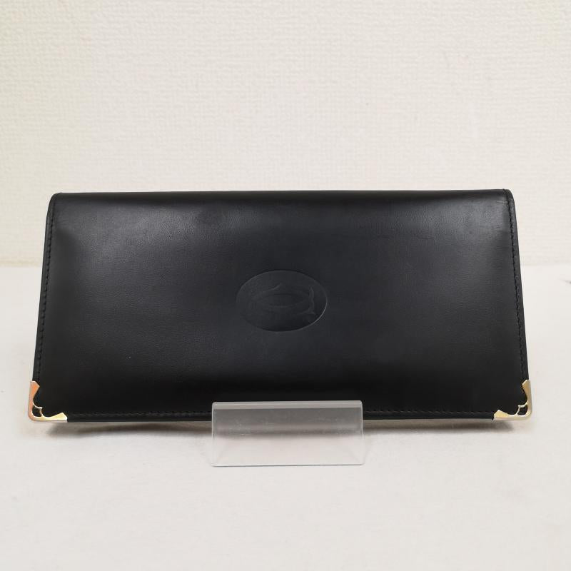 カルティエ Cartier 財布 長財布 マスト ドゥ Must de ライン レザー製 長財布 札入れ - 黒 / ブラック / black メンズ USED 古着 中古 50170402