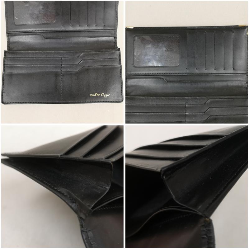 カルティエ Cartier 財布 長財布 マスト ドゥ Must de ライン レザー製 長財布 札入れ - 黒 / ブラック / black メンズ USED 古着 中古 50170402