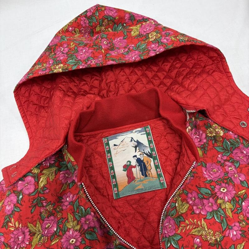 ケンゾー KENZO ジャケット、上着 ジャンパー、ブルゾン 80s 90s OLD ローズ バラ 花柄 キルティング 中綿 ジャケット ジップアップ ブルゾン 日本製 ヴィンテージ 38 花柄 X プリント 赤 / レッド / red X マルチカラー / マルチカラー / multicolor レディース USED 古着 中古 50170403