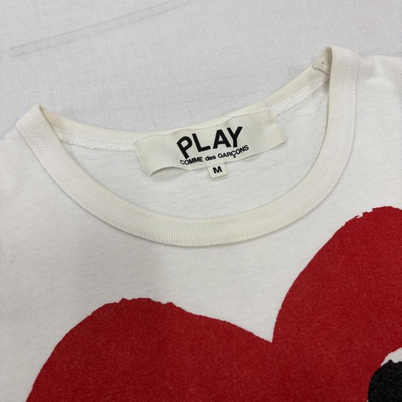 コムデギャルソン COMME des GARCONS Tシャツ 半袖 PLAY プレイ ハート 半袖 Tシャツ ロゴ プリント ワッペン パッチ M プリント X ロゴ、文字 X 刺繍 白 / ホワイト / white X 赤 / レッド / red X 黒 / ブラック / black メンズ USED 古着 中古 50170406