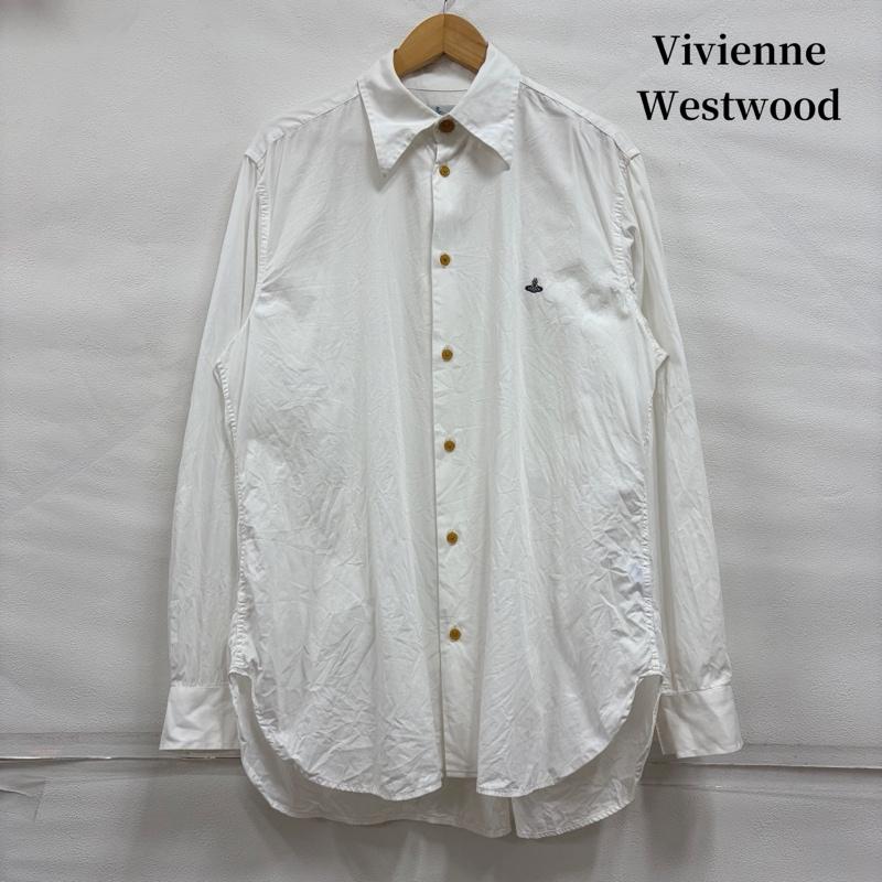ヴィヴィアンウエストウッドマン Vivienne Westwood MAN シャツ、ブラウス 長袖 ORB ロゴ 刺繍 長袖 シャツ オーブボタン 3 ワンポイント X ロゴ、文字 X 刺繍 白 / ホワイト / white メンズ USED 古着 中古 50170409