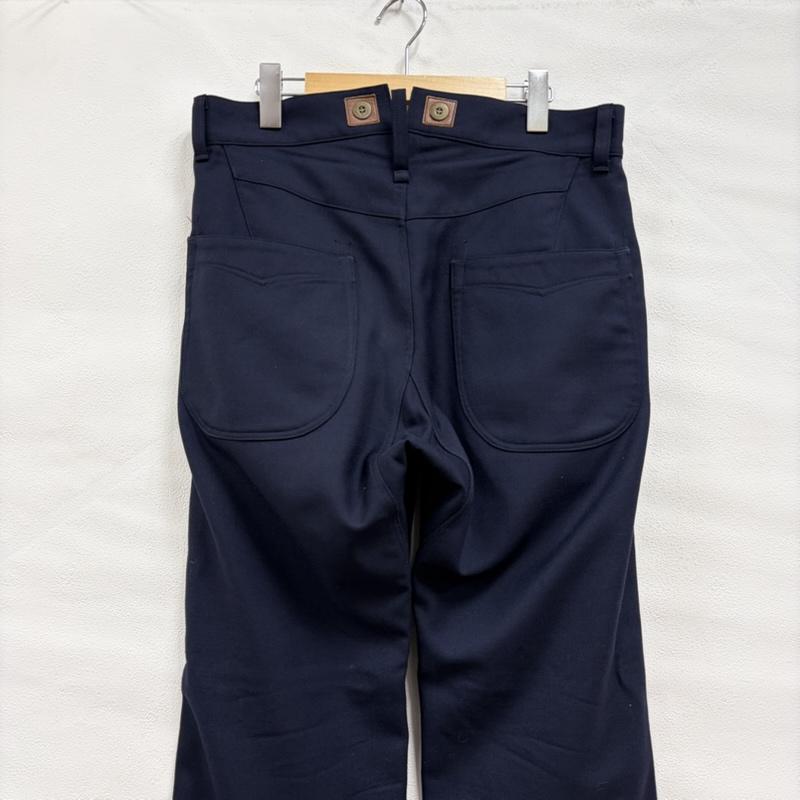 ジュンヤワタナベコムデギャルソンマン JUNYA WATANABE COMME des GARCONS MAN パンツ スラックス 12AW ウールツイルパンツ WJ-P041 ワーク スラックス ボタンフライ レザーパーツ XS 無地 紺 / ネイビー / navy メンズ USED 古着 中古 50170416