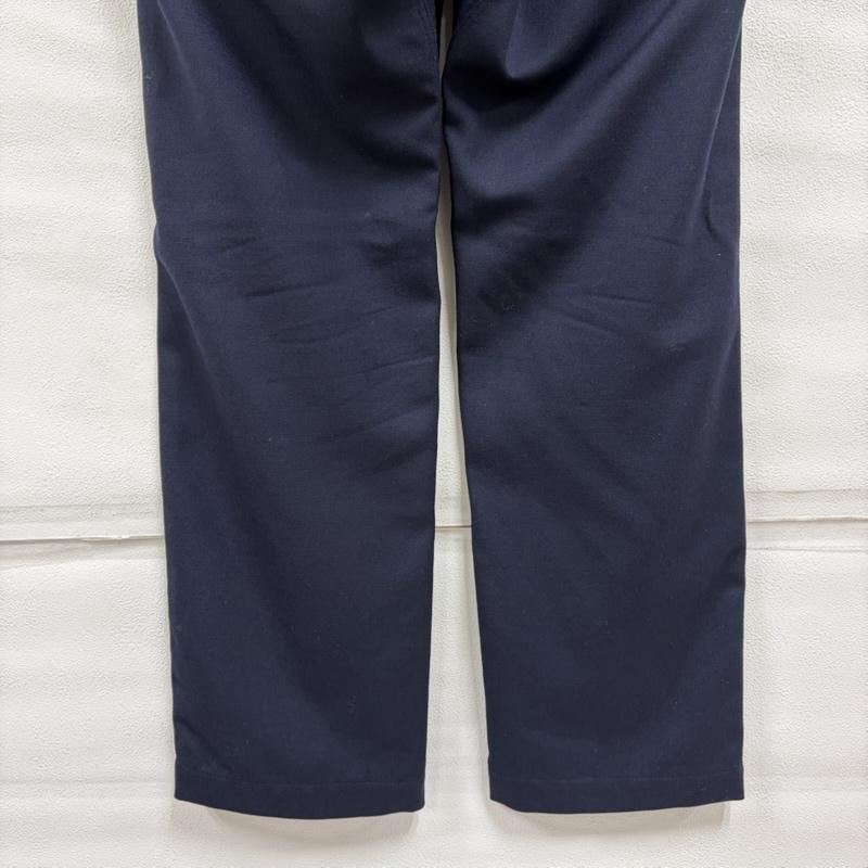 ジュンヤワタナベコムデギャルソンマン JUNYA WATANABE COMME des GARCONS MAN パンツ スラックス 12AW ウールツイルパンツ WJ-P041 ワーク スラックス ボタンフライ レザーパーツ XS 無地 紺 / ネイビー / navy メンズ USED 古着 中古 50170416