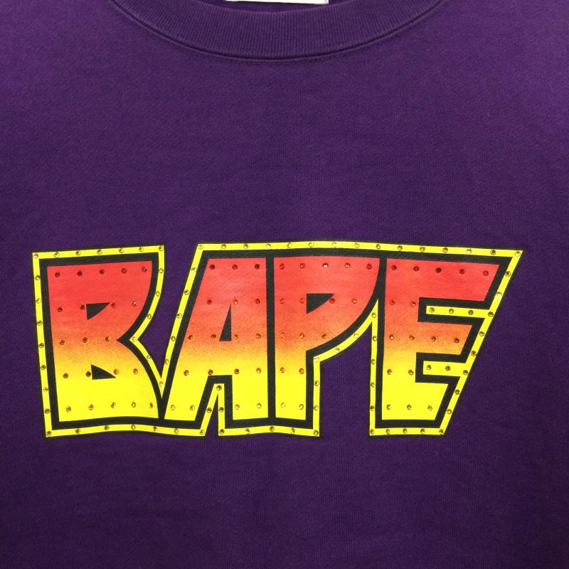 アベイシングエイプ A BATHING APE トレーナー 長袖 a bathing ape 001SWH301009X BAPEロゴ ラインストーン スウェット M ロゴ、文字 紫 / パープル / purple メンズ USED 古着 中古 50170428