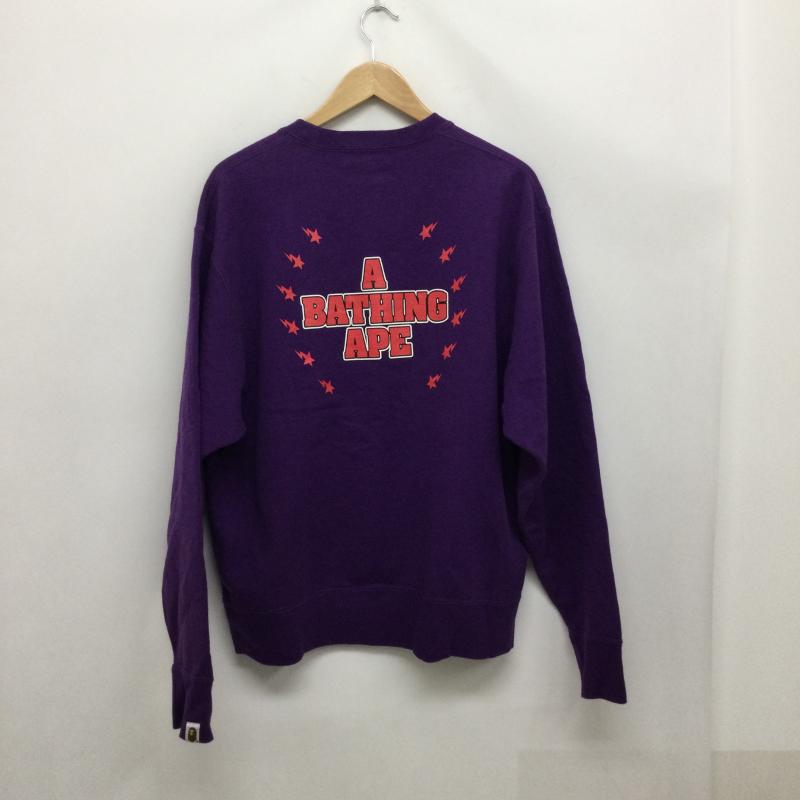 アベイシングエイプ A BATHING APE トレーナー 長袖 a bathing ape 001SWH301009X BAPEロゴ ラインストーン スウェット M ロゴ、文字 紫 / パープル / purple メンズ USED 古着 中古 50170428