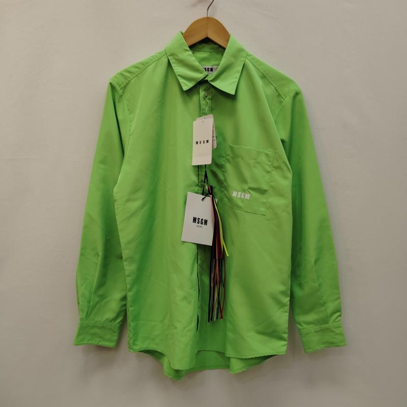 エムエスジーエム MSGM シャツ、ブラウス 長袖 ドレス シャツ バック デカ ロゴ プリント タグ付き - 黄緑 / イエローグリーン / メンズ USED 古着 中古 50170459