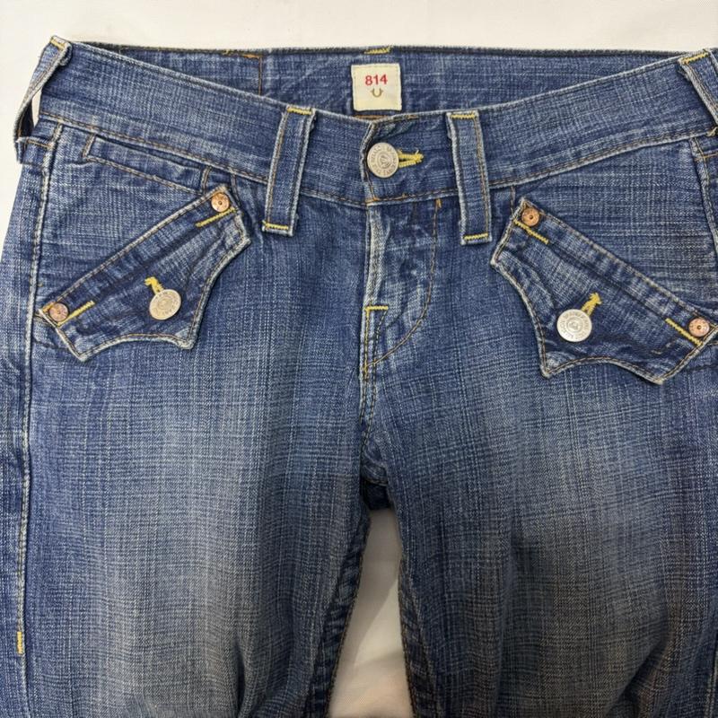 トゥルーレリジョン TRUE RELIGION パンツ ワークパンツ、ペインターパンツ 814 デニム フレア デニム パンツ USA製 28インチ インディゴ / インディゴ / Indigo メンズ USED 古着 中古 50170490