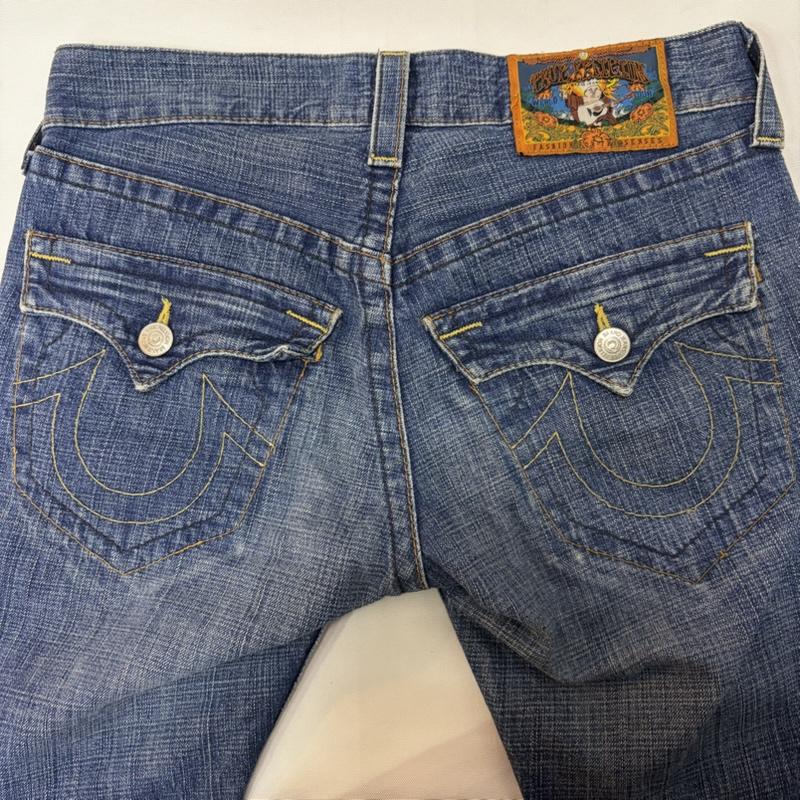 トゥルーレリジョン TRUE RELIGION パンツ ワークパンツ、ペインターパンツ 814 デニム フレア デニム パンツ USA製 28インチ インディゴ / インディゴ / Indigo メンズ USED 古着 中古 50170490
