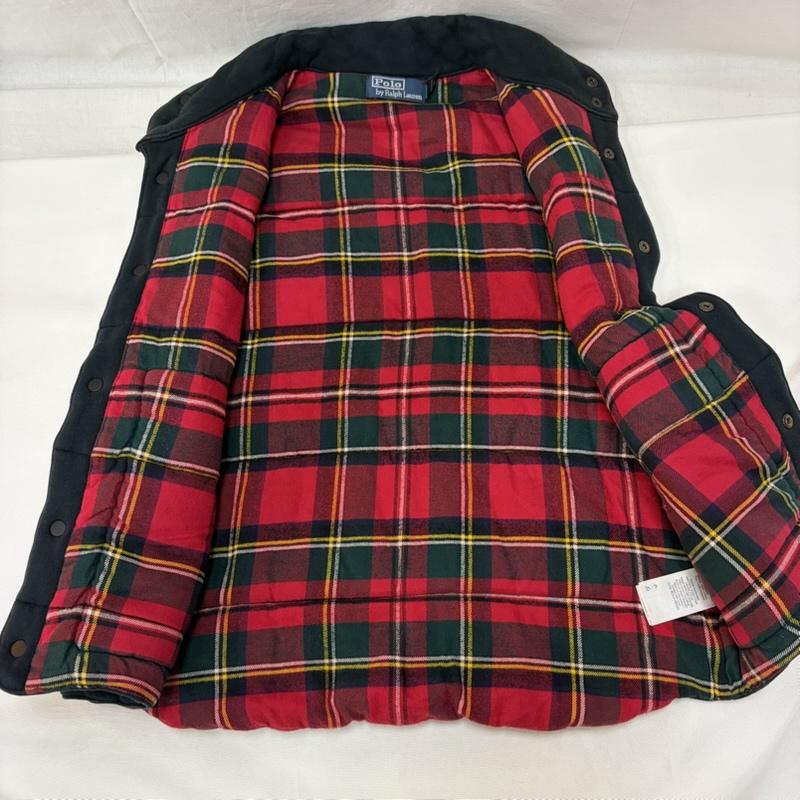 ポロバイラルフローレン Polo by RALPH LAUREN ジャケット、上着 ジャンパー、ブルゾン 中綿 スウェット ベスト 裏地 チェック M 黒 / ブラック / black X 赤 / レッド / red メンズ USED 古着 中古 50170504
